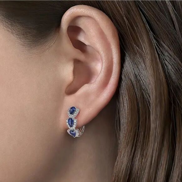 Elegant Silver and Blue Gemstone Earrings - Picture 8 of 9